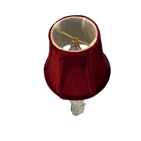 VTG Porcelain Figurine Table Lamp w/ Velvet Shade Brass Pole Marble Base 17.5” - Picture 6 of 11